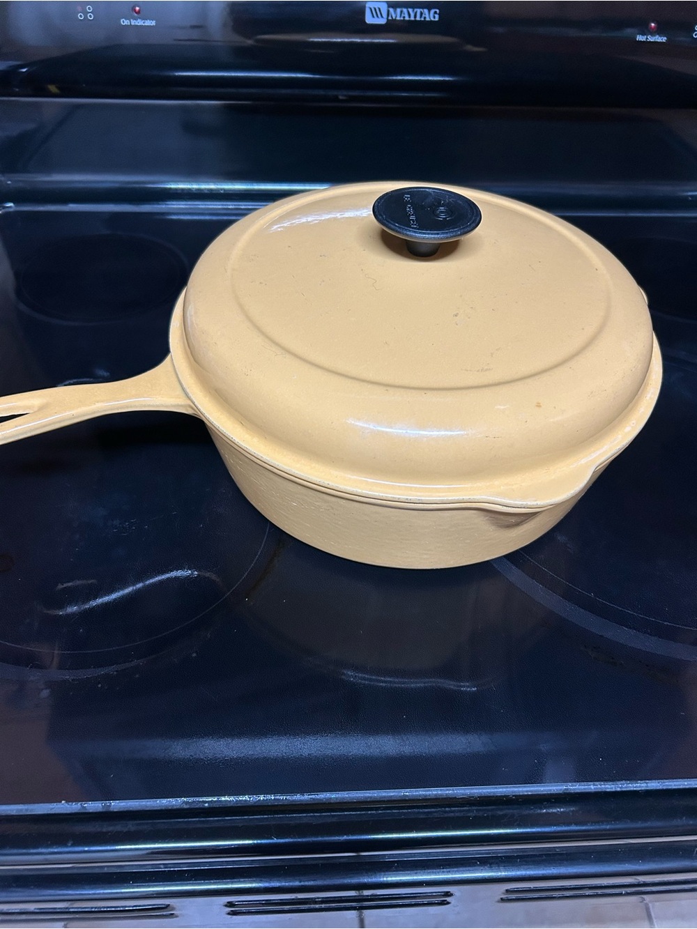 Le Creuset Yellow Cast Iron Skillet with Lid - Yellow